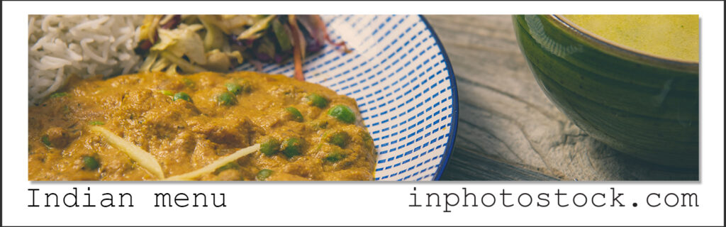 Indian menu photo stock blog